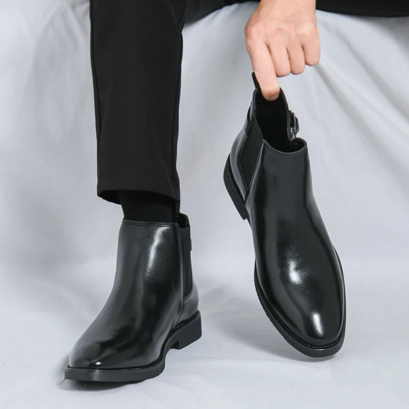 

Новые осенние и зимние ботинки «Челси», мужские и универсальные деловые кожаные ботинки в стиле ретро, повседневная кожаная обувь с высоким берцем