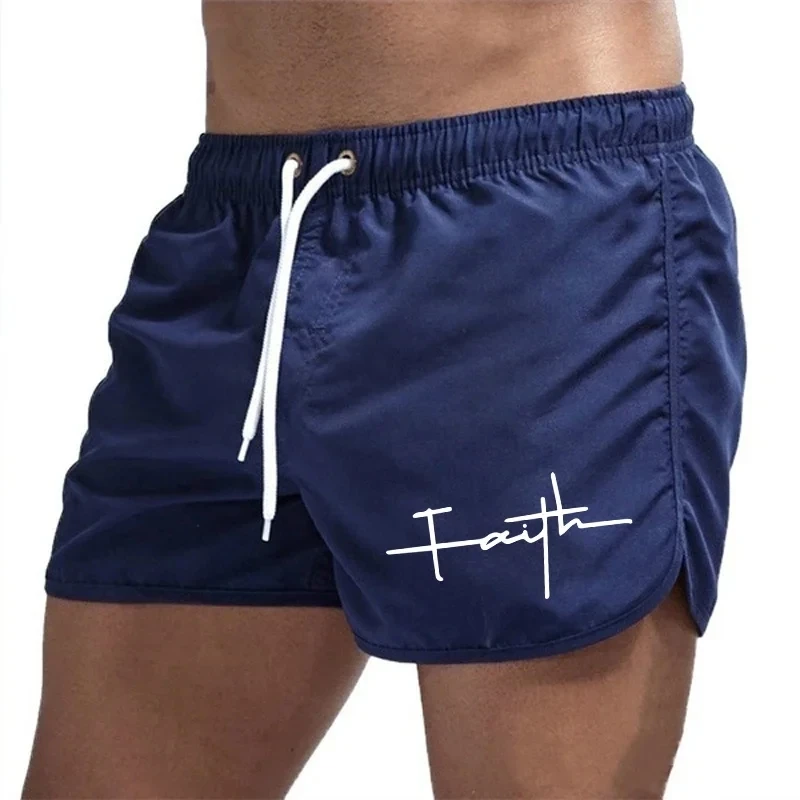 

New Faith Design Men Board Shorts Summer Male Beach Casual Fashion Short Pants Surfing Sports Shorts Running Cycling Cool Shorts