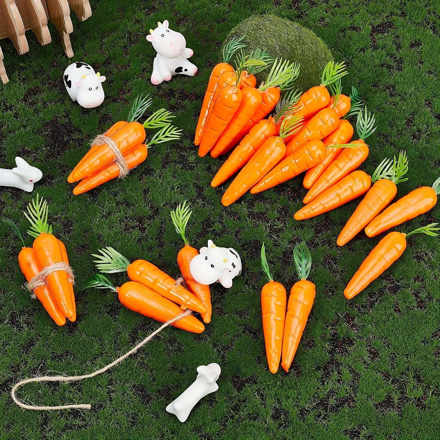 10/30/50 Mini Zanahorias Artificiales – Decoración de Espuma Suave al Tacto para Jardín de Hadas, Hogar de Primavera y Escenas Miniatura de Pascua