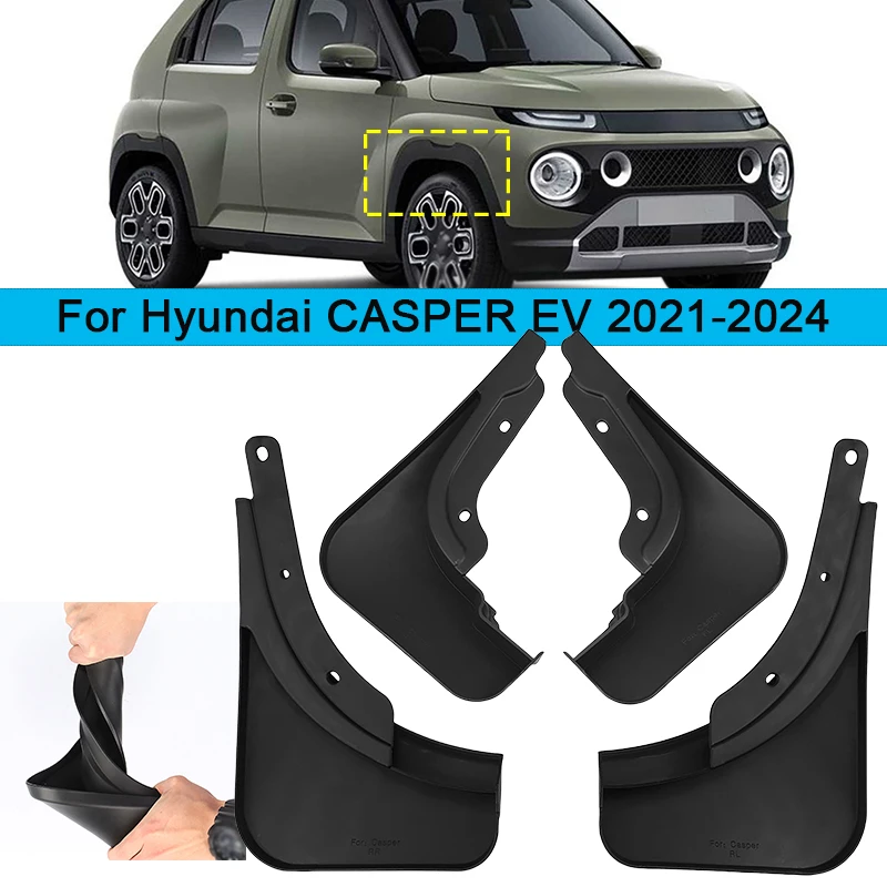 

4Pcs/set Black Car Mudguards Mud Front and Rear Wheel Fenders Fit for Hyundai CASPER EV 2021-2024