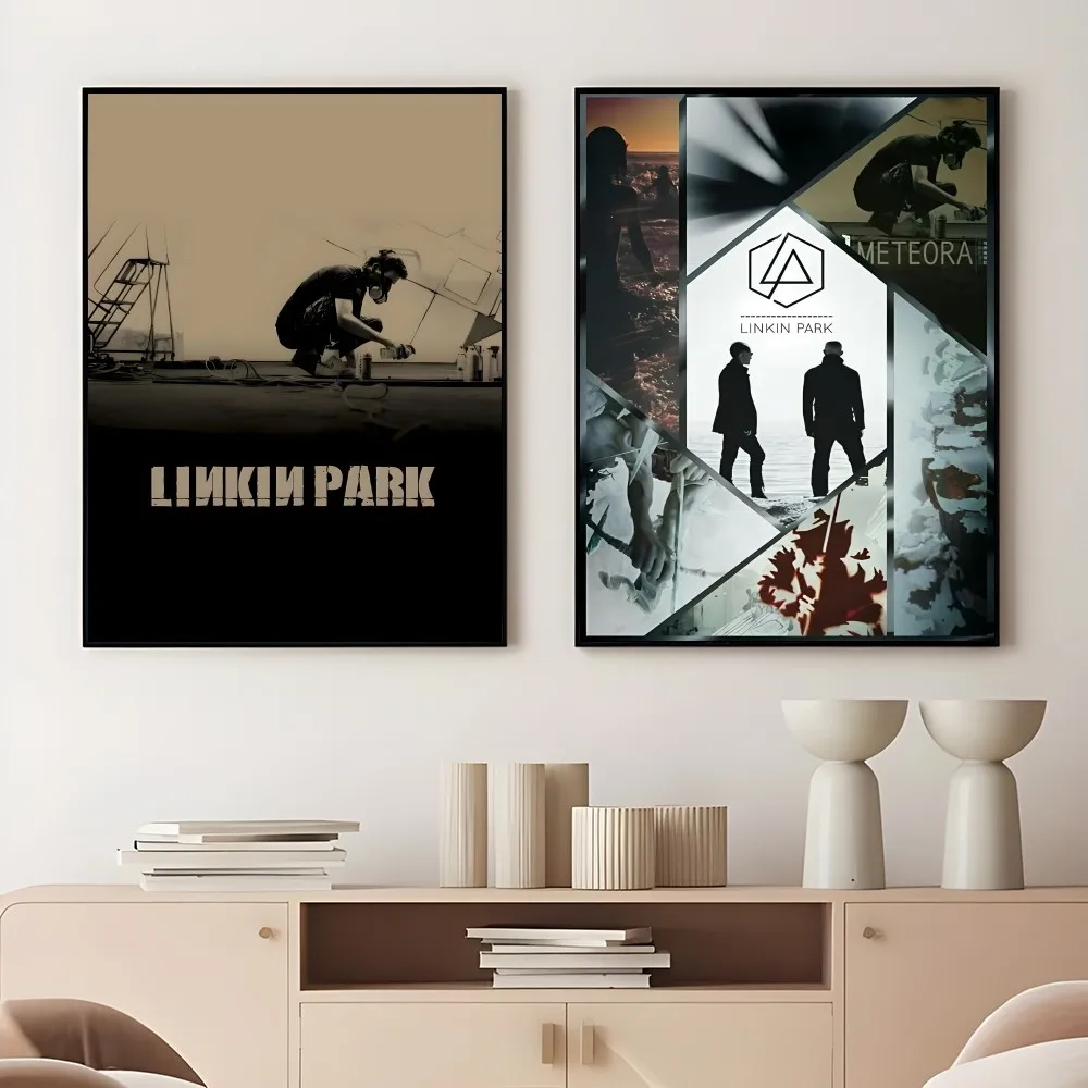 L-LiNKinS Band P-Park Logo Retro Rock Album Poster Sticky Wall Art Printing Waterproof Home Living Bed Room Bar Aesthetic Decor