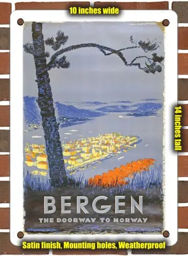 METAL SIGN - 1948 Bergen the Doorway to Norway - 10x14 Inches