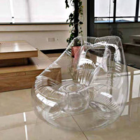 Transparent Inflatable Air Sofa Chair, Clear PVC Foldable Inflatable Single Sofa for Camping Traveling