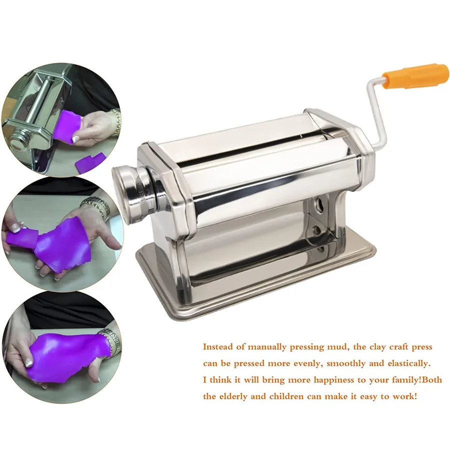 Stainless Steel Rubber Clay Machine Manual Noodle Press Rolling Dough Machine Hand Cranked Household DIY Clay Tool