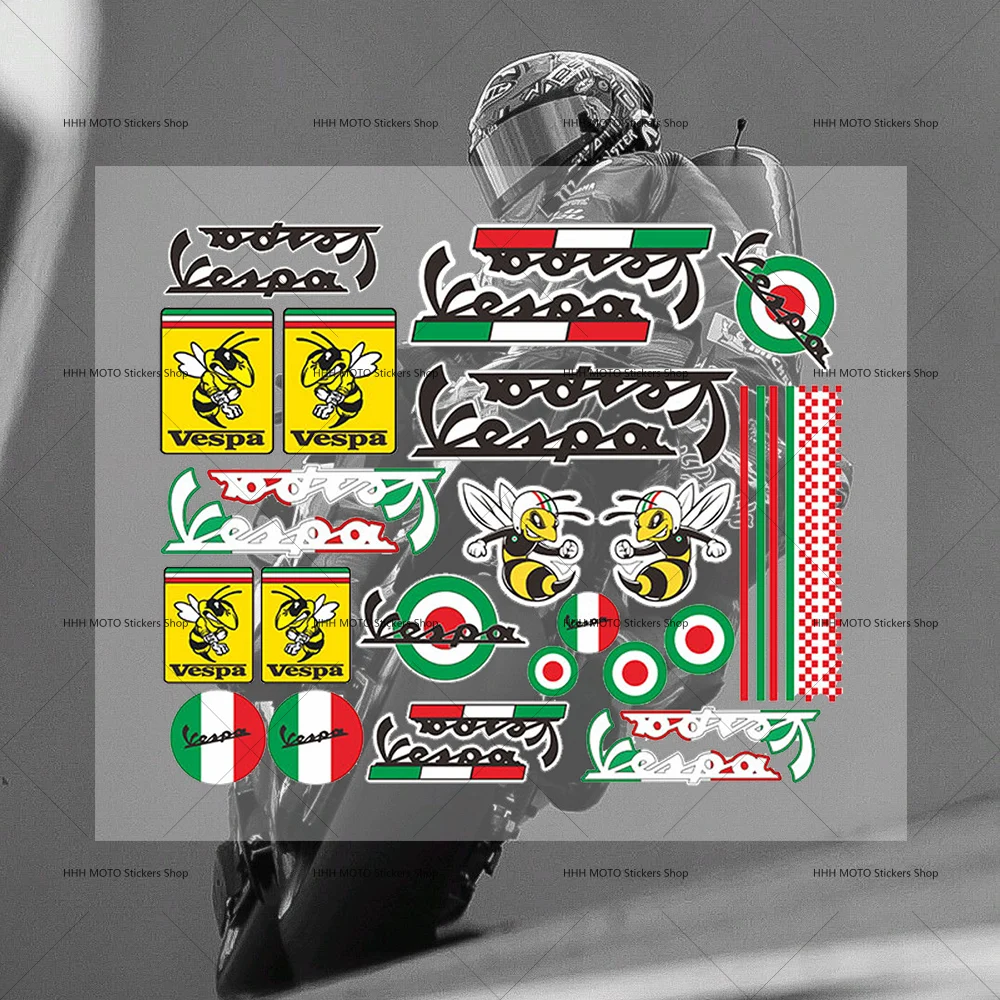 

Motorcycle Stickers Suitable for Vespa Helmets Car Fuel Tanks Vehicle Body Ation Waterproof Self-adhesive Paper
