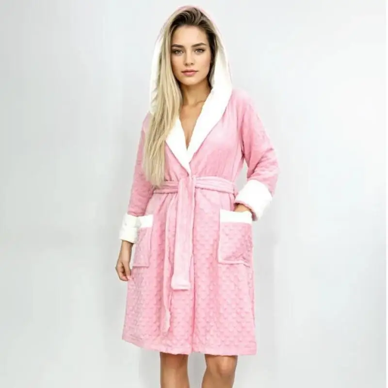 خريف شتاء جديد كيمونو البشكير ثوب دافئ الصوف ملابس المنزل سيدة ملابس خاصة شال البشكير ملابس المنزل طويلة الأكمام رداء معطف #2