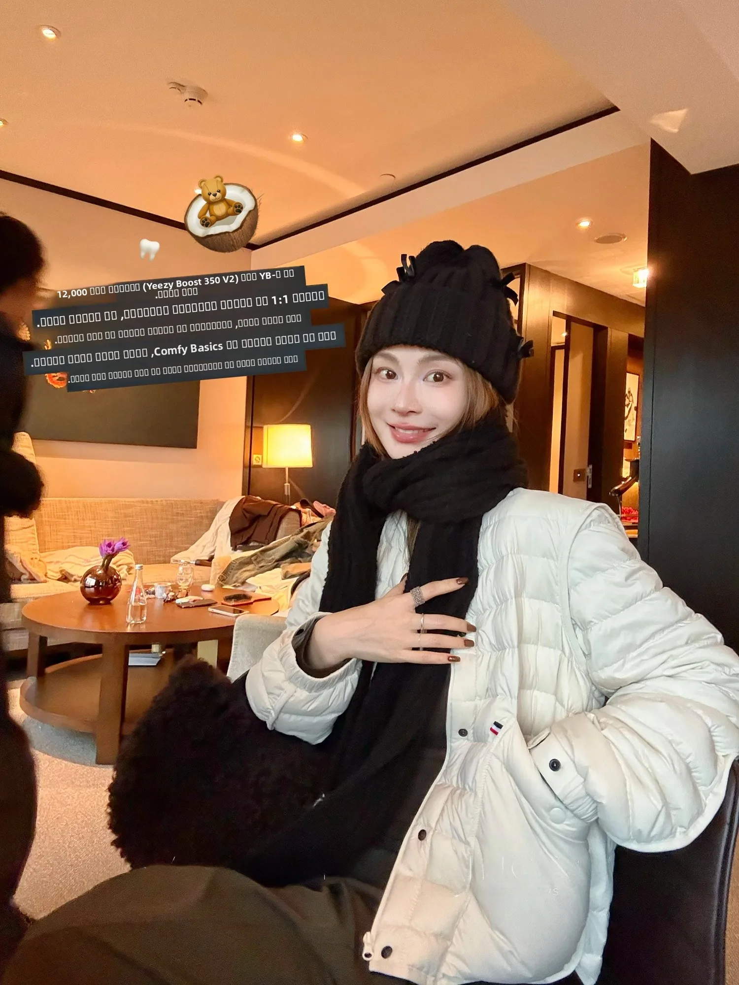 

Qian Meixi M Home Tee Flower White Goose down 700 Fill Lightweight Warm Women's Winter New Sle Jaet Coat