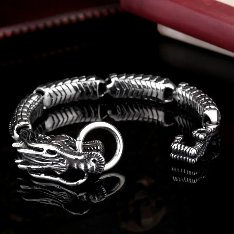 Stainless Steel Dragon Shaped Bracelet Tenglong Stainless Steel Men's for Bracelet