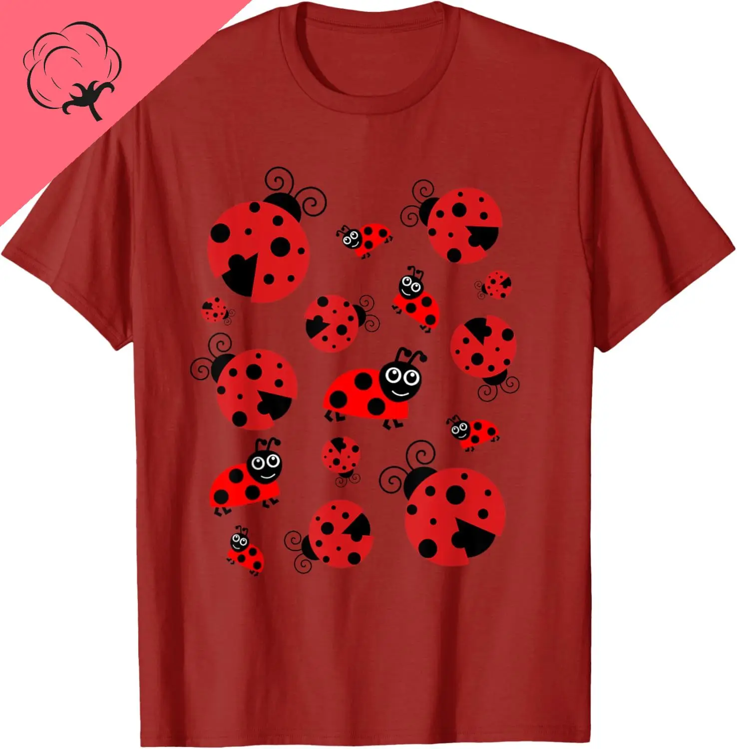 Adorable Ladybugs Everywhere T-shirt Women, Girls, Kids T-Shirt Cotton Mens Clothing Kawayi Graphic T Shirts Camiseta Hombre