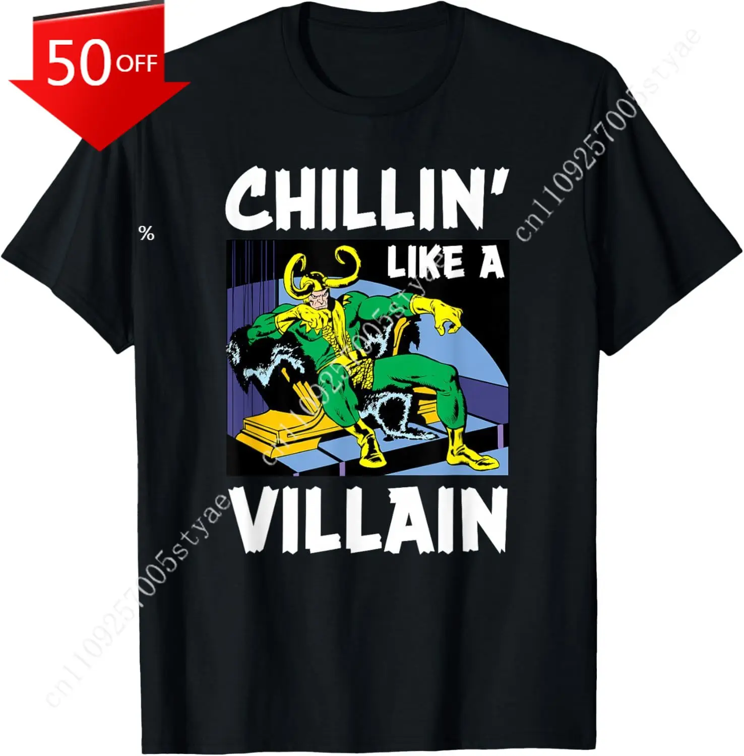 

Marvel Loki Chillin' Like a Villain Mens Womens T-Shirt