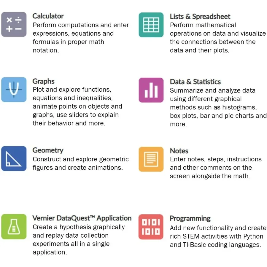 آلة حاسبة الرسومات Texas Instruments TINspire CX II CAS مع شاشة ملونة و8 تطبيقات مدمجة تدعم برمجة Python #5