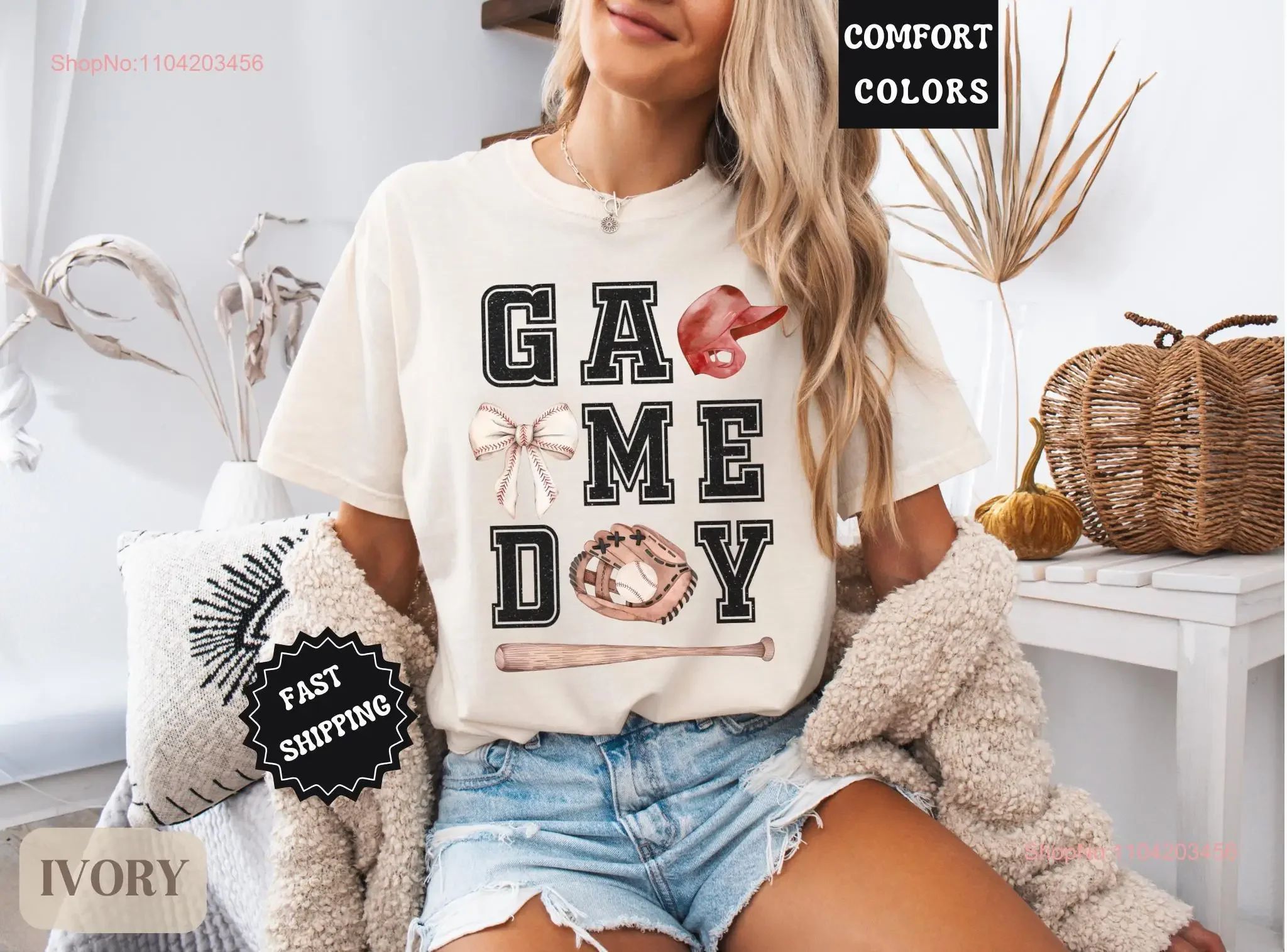 

Футболка с бейсбольным бантом, удобные цвета, женская команда Gameday, милые рубашки, винтажные потертые дышащие повседневные мягкие мужские рубашки