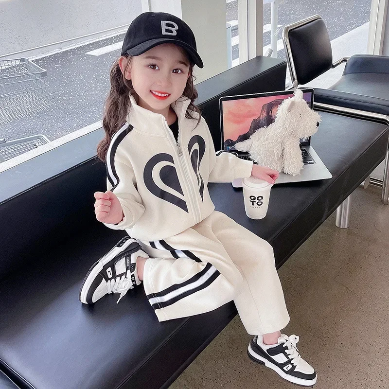 Spring Kids Clothes Girls Jacket Coat + Side Stripe Pants 2pcs Set Children Sport Uniform Mother and Daughter Tracksuits Suit