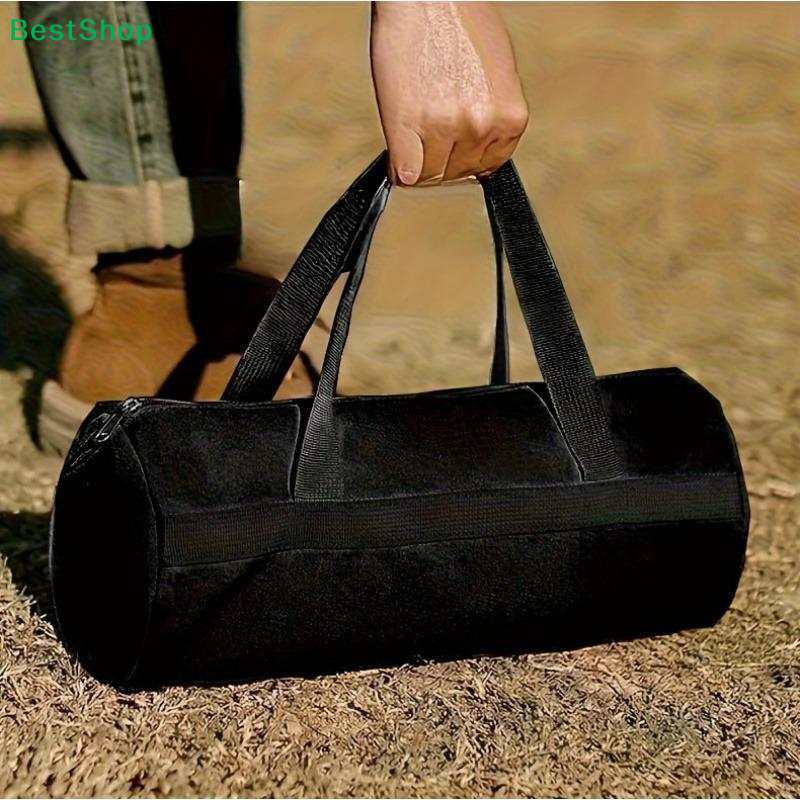  〔R〕Multifunctional Canvas Duffel Bag - Cylindrical Storage Tote for Outdoor Camping & Tools 