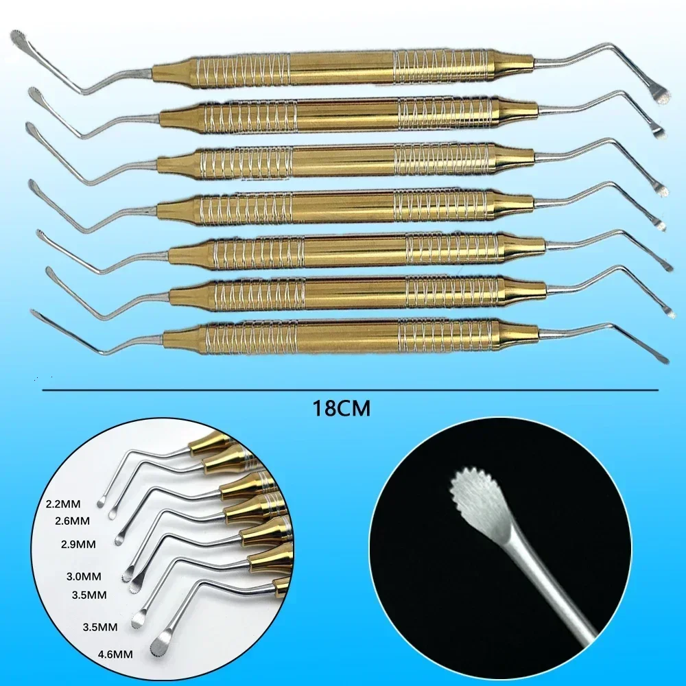 

7Pcs Dental Jagged Curette Kit Dental Scaler Gracey Bone Curette Implant Tools for Dentist Clinic Professional Use