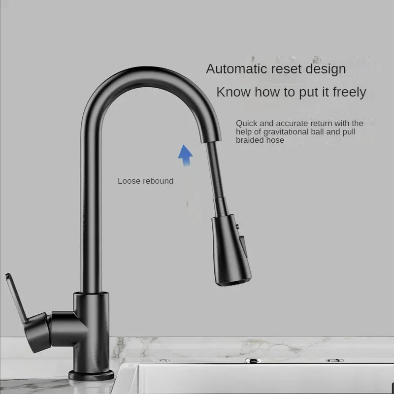 Pull kitchen faucet cold and hot  dual purpose splash proof faucet fast heating household wash  faucet