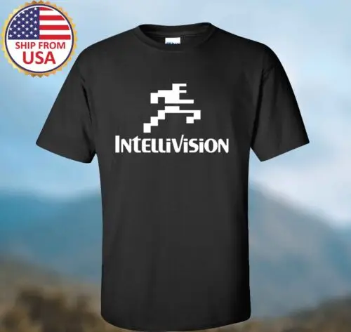 Intellivision Running Man Men's Black T-shirt Size S-3XL