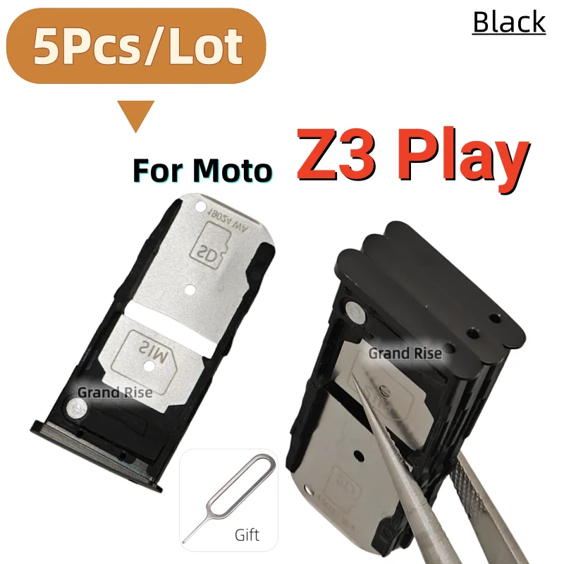 5Pcs / 10Pcs，New SIM Card Tray Slot Chip drawer Holder Adapter Accessories For Moto One Fusion Vision Moto Z3 Play Mix Color