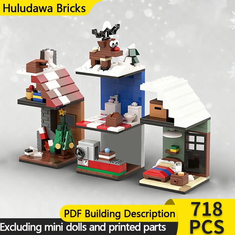 

City Street View Model MOC Building Bricks Christmas Small Scenes Modular Technology Children Holiday Gifts Assemble Toys Suit