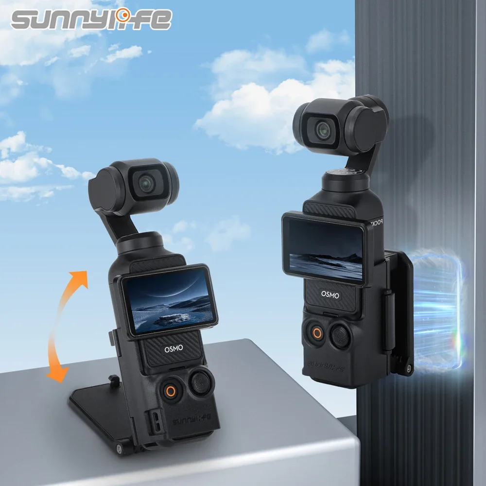 Sunnylife Magnetic Mount for DJI OSMO POCKET 3 Clip Holder Mount Cycling/V-log/Tabletop Action for DJI Pocket 3 Camera Bracket
