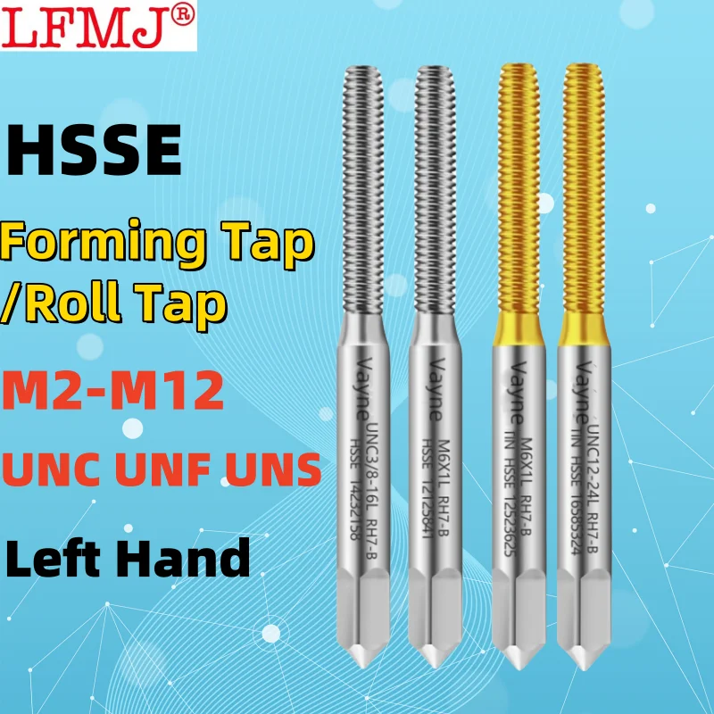 1PCS HSSE Metric/American nanocoating Forming /Roll Tap Left Hand M2M3M4M5M6M8M10M12 UNC UNF UNS10-24 1/4  Fine Screw Thread Tap