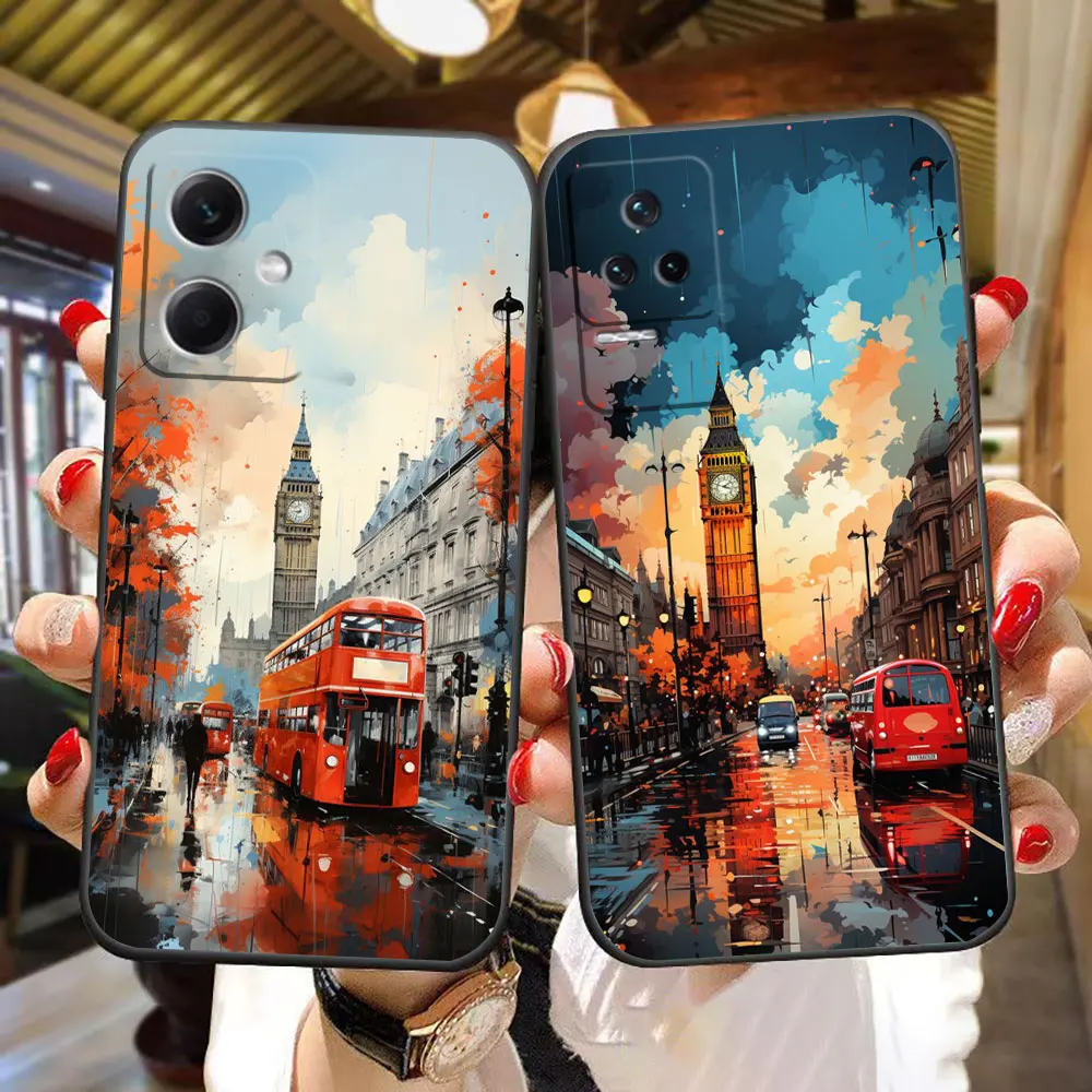 Bus View Cherry Blossoms Phone Case For Redmi K60 K40 Gaming K30 13C 12C 12 10 10C 9T 9C 9A 9 8 7 6 A1 A2 Case Funda Shell Cover