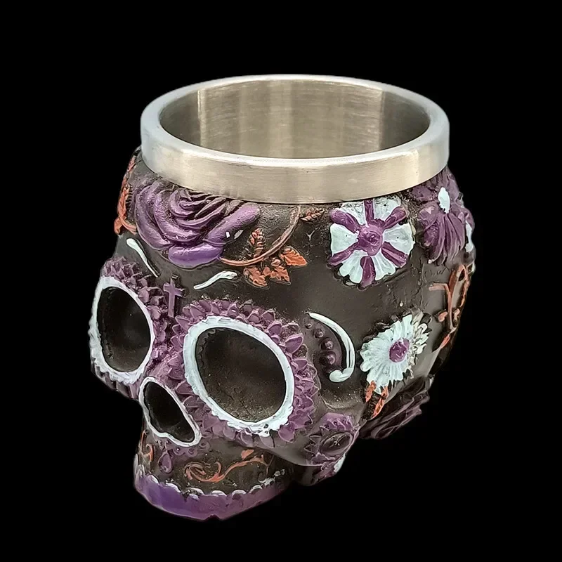 Skull Goblet Resin Steel Cup Creative Beer Mug Gothic 3D Wine Glass Mugs Tea Mug Cocktail Glass Anime Mug Halloween Gift