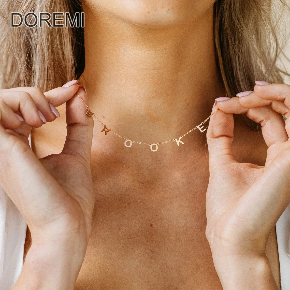DOREMI Personalized Gift Jewelry Mother's Necklace Simple Design Initial Letter Jewelry Necklace Handmade Mini Letter Necklace
