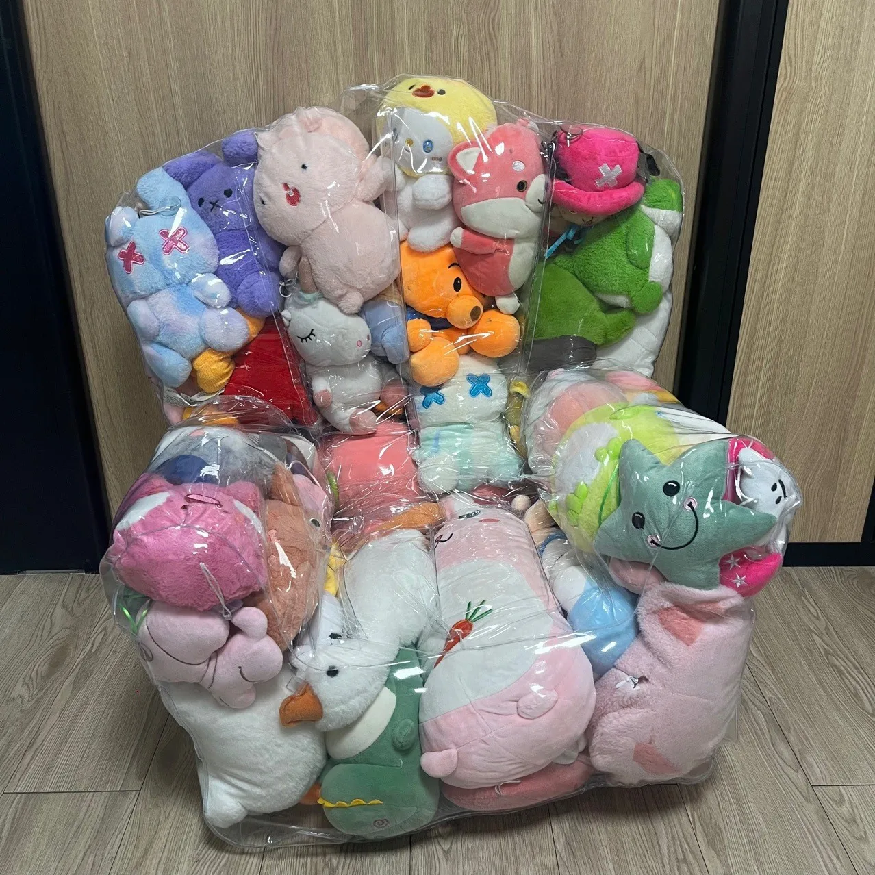 Plush Dolls Transparent Sofa Cover Non-inflatable Zip Design Couch Waterproof Armchair for Stuffed Animals Storage Organizer Bag
