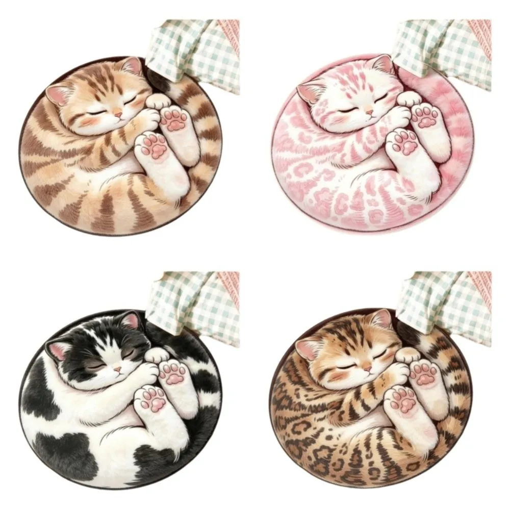 Unique Soft Cat-Shaped Area Rug Anti-fouling Non-Slip Cartoon Carpet Lifelike Easy to Clean Bedroom Carpet Living Rooms