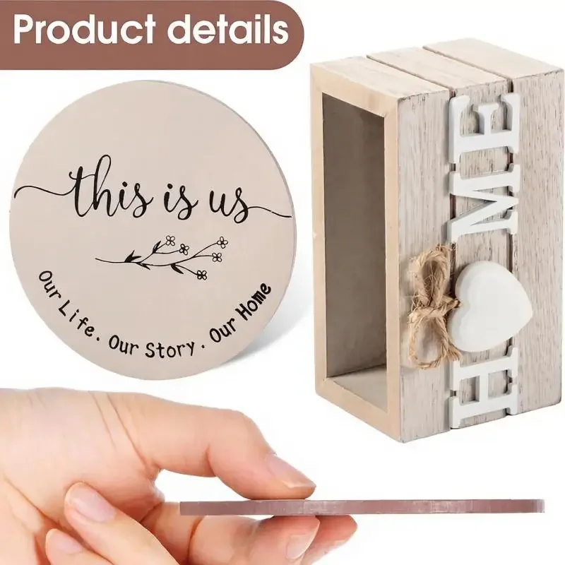 Natural Wooden Coasters For Drinks Set Of 6 Thick Absorbent Cup Pads With Storage Box For Coffee Wooden Table Protection