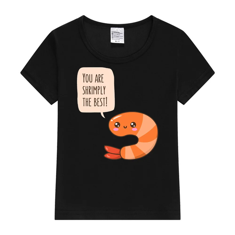 Cute Shrimp Motivation Kids T-Shirt New design Short Sleeves Print Children Clothing Kids Clothes Tees Tops