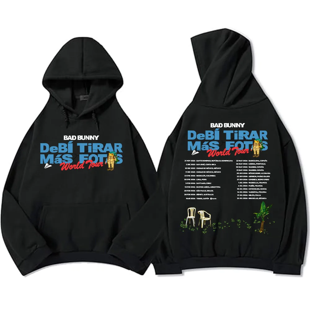 Bad Bunny Deb í Tirar M á s Fotos World Tour Hoodie Long Sleeve Hoodie Sportswear Unisex Street Wear Men's Printed Top