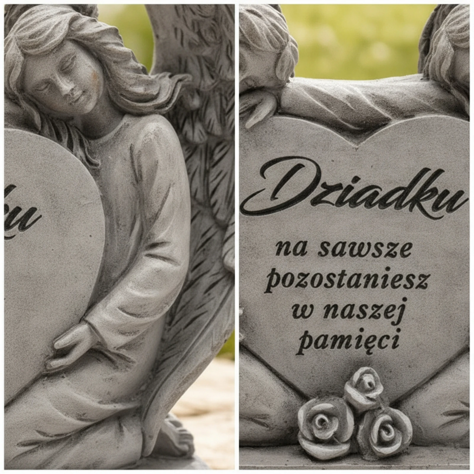 Angel Statue Faux-Stone Memorial Plaque with Angels Angel Figurine Resin Garden Sculpture Outdoor for Courtyard, Grave