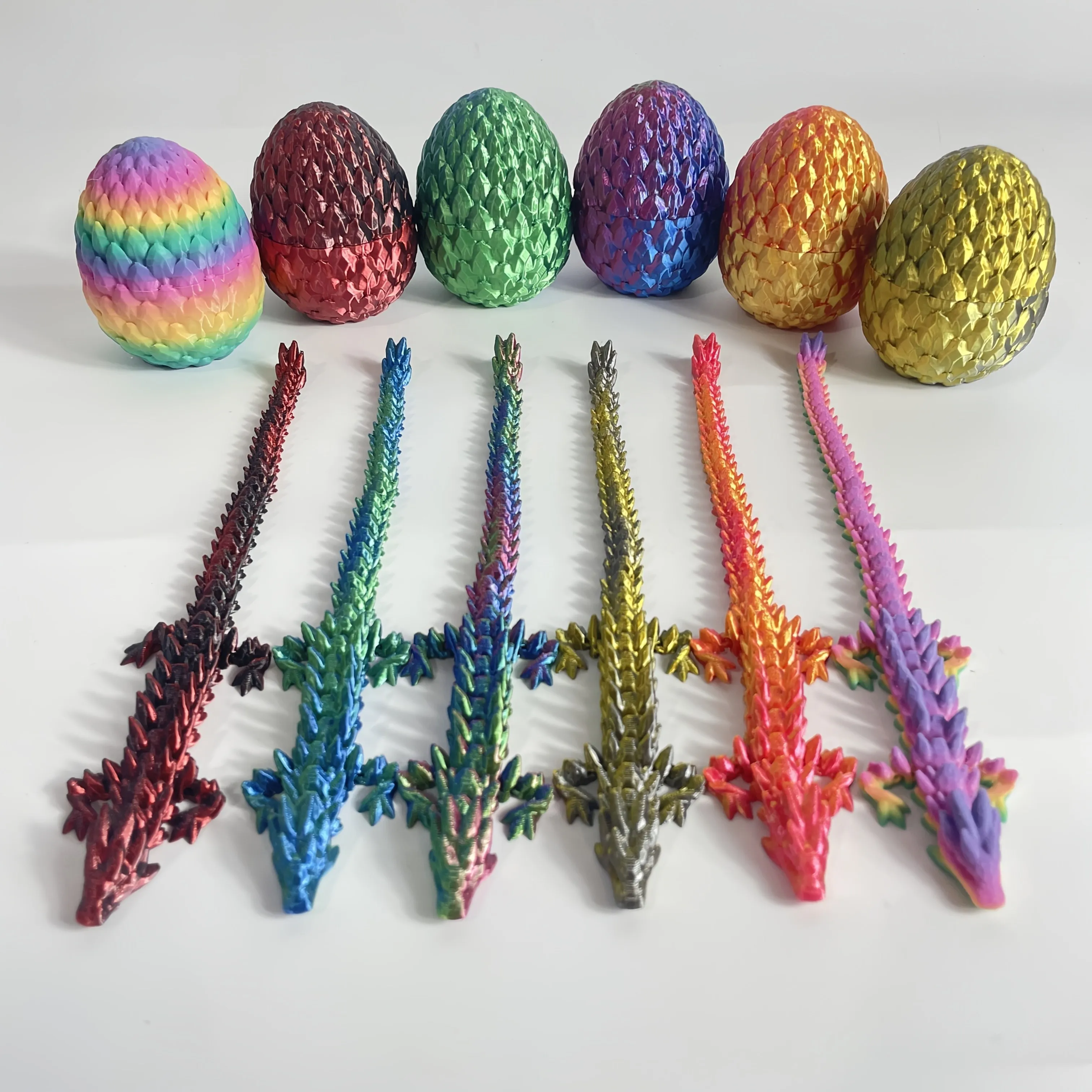 Unique 3D Printed Movable Dragon Egg Decorated with Exquisite Crystal Details Including a Fully Movable Dragon Perfect for Colle