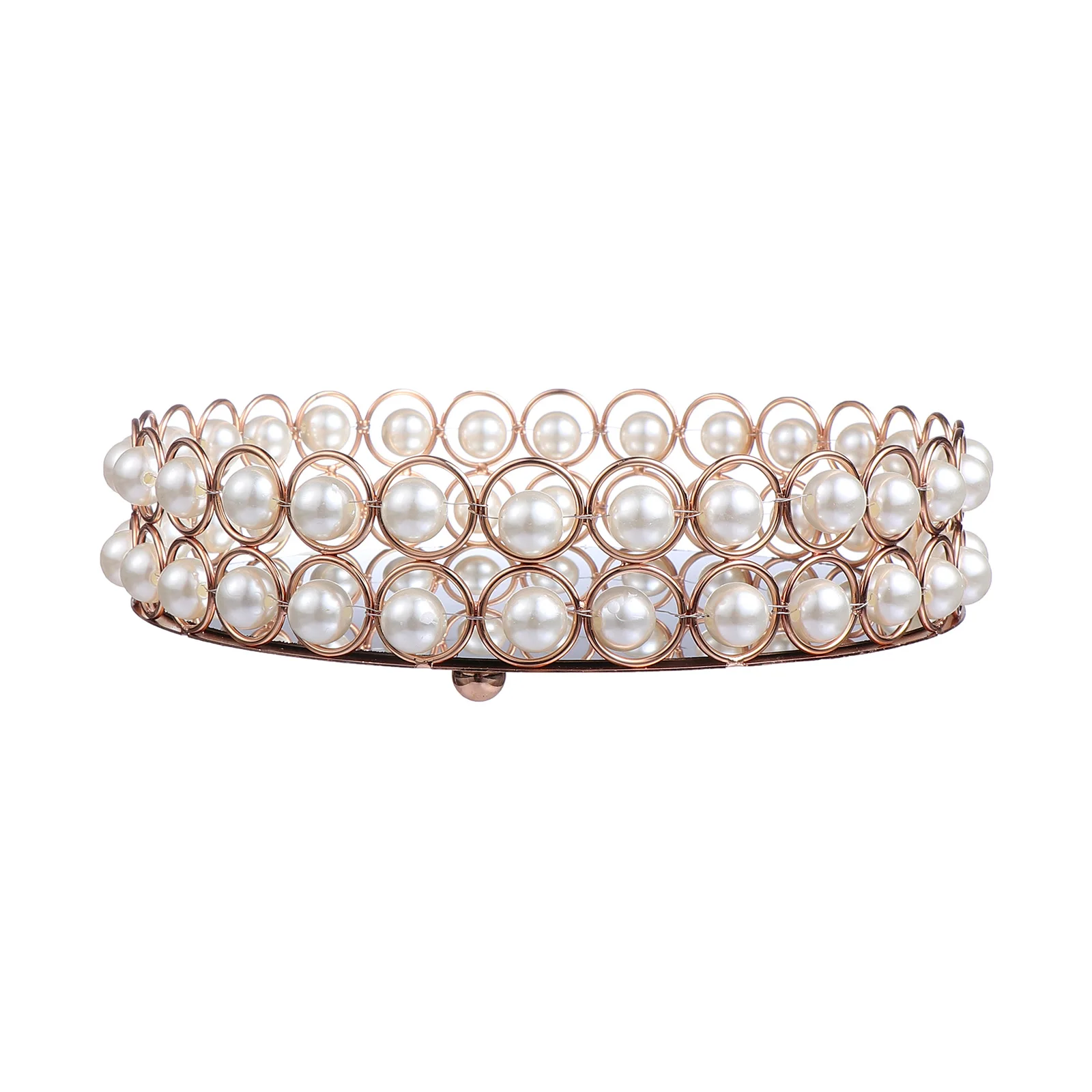 

1Pcs Mirrored Vanity Tray Stylish Fruit and Storage Holder with Pearl Look Organizer for Dresser Entryway Living Room