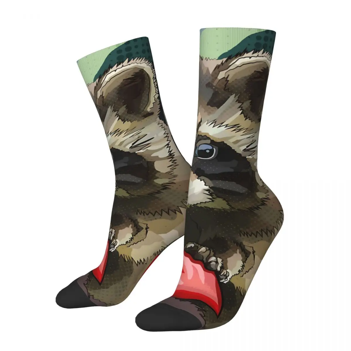 

Funny Crazy Sock for Men Romantic Heart Harajuku Raccoon Breathable Pattern Printed Crew Sock Seamless Gift