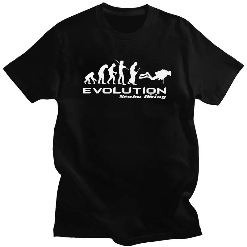 Evolution personnalisée de plongée sous-marine T-shirt pour hommes pur coton T-shirt t-shirt décontracté drôle plongée sous-marine plongeur cadeau T-shirt coupe ajustée