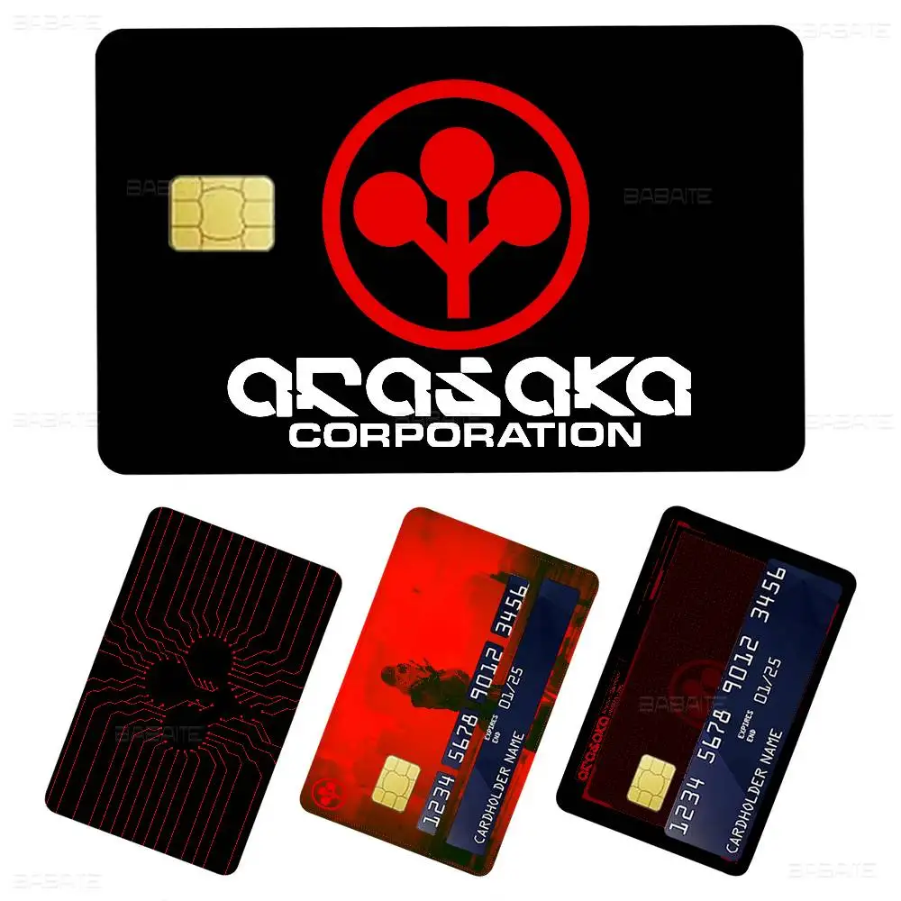 Arasaka Corporation Logo 2024 Anime Cartoon Skin Stickers Film Tape Case for Big Credit Debit Card Front Side