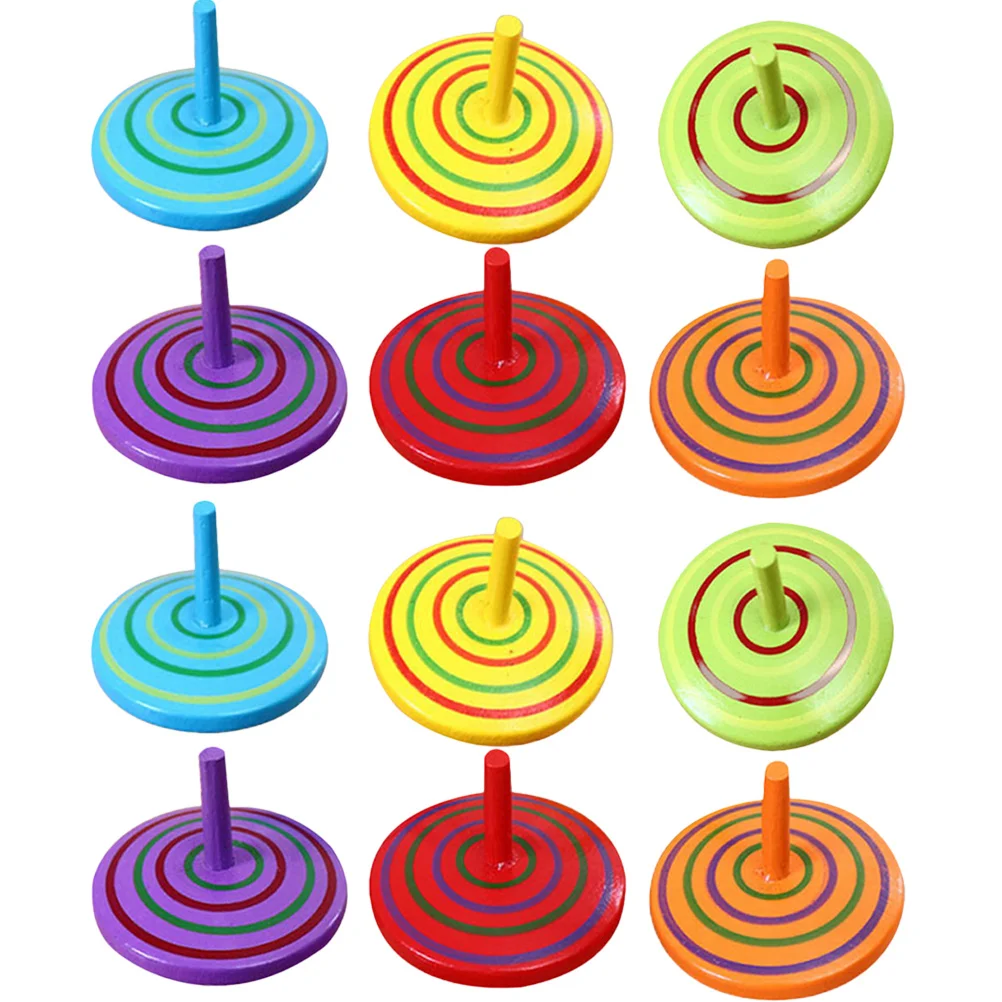 

20 Pcs Wooden Spinning Top Children Supply Kids Small Gyro Toys Baby Desktop Colored for