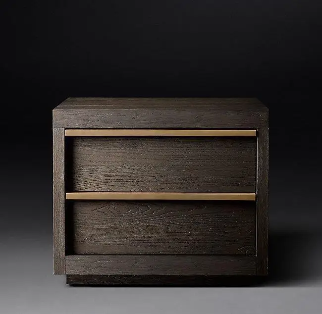 

American rural retro bedside table Italian light luxury solid wood bedside drawer simple master bedroom storage cabinet