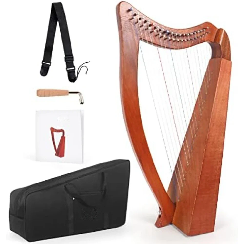 Harp, 19 Strings Lyre Harp for Beginner Adult with Gig Bag Tuning Wrench Strap (No Spare Strings)