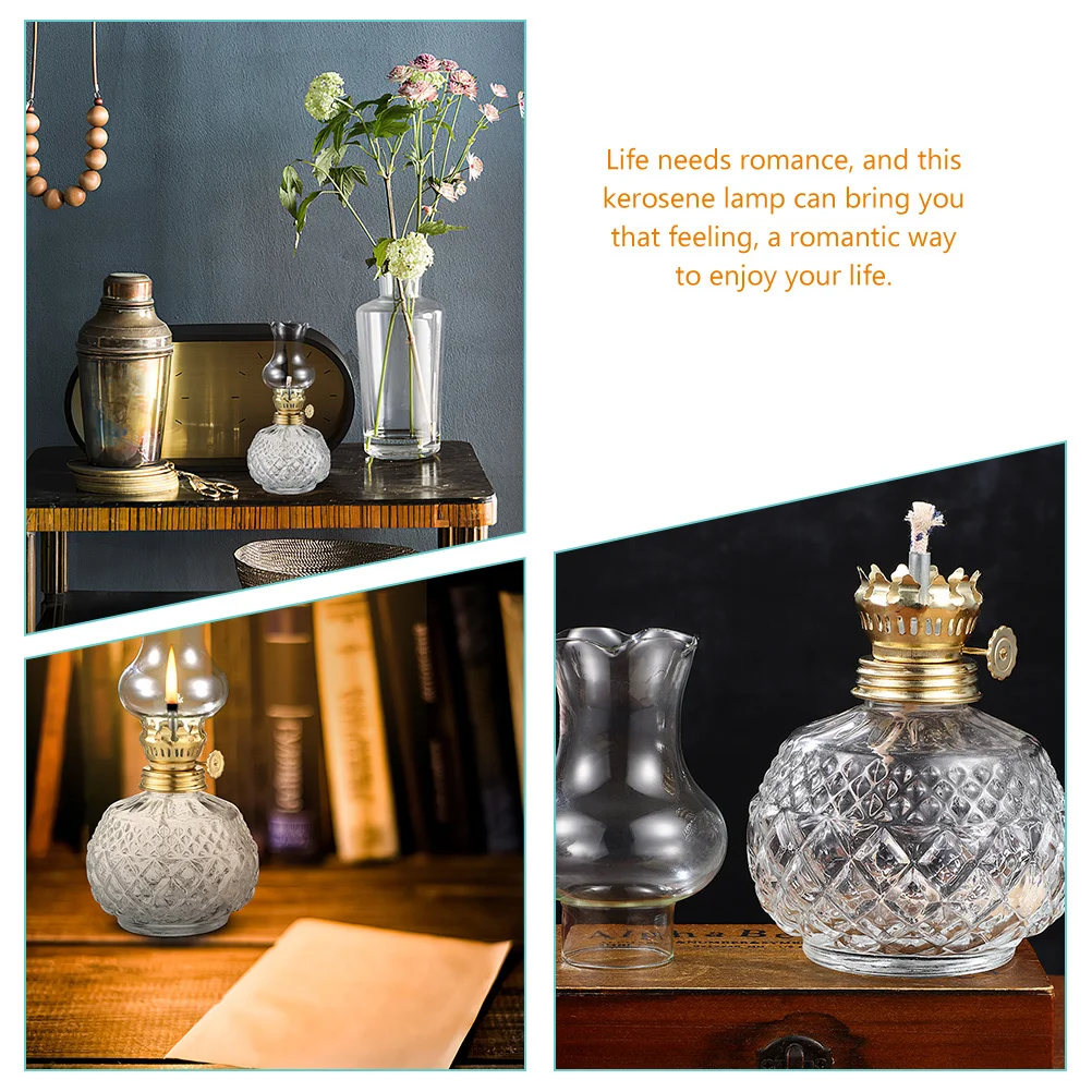

Vintage Glass Lamp Rustic Oil Lantern Indoor Home Decor Perfect for Romantic Christmas Wedding Festival