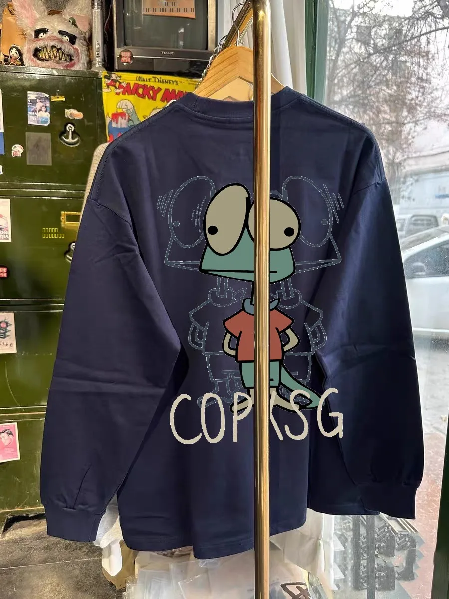 

Осенняя новинка: футболка из чистого хлопка, свободного кроя, с принтом, повседневная, модная, с круглым вырезом.