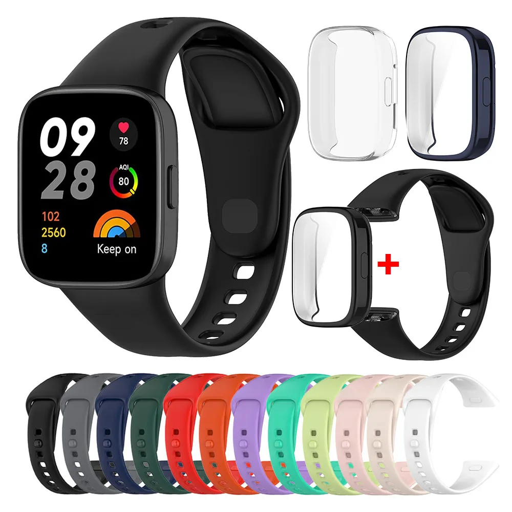 

Silicone Strap For Redmi Watch 3 Replacement Watch Band+TPU Protective Case