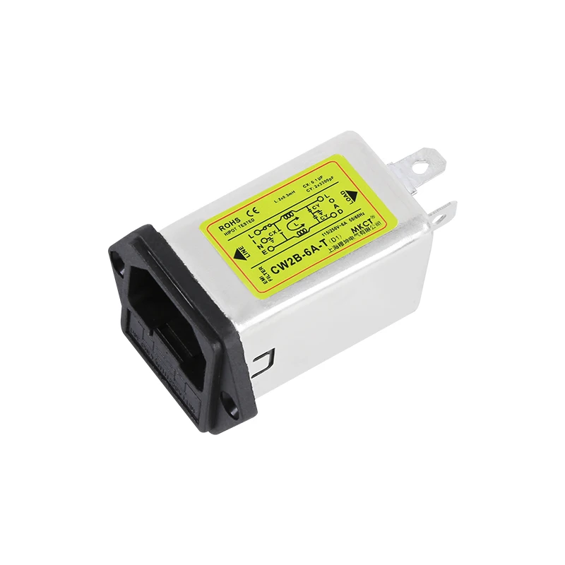 TOMZN IEC inlet module AC power socket with fuse EMI filter 6A 115V/250V 50HZ/60HZ