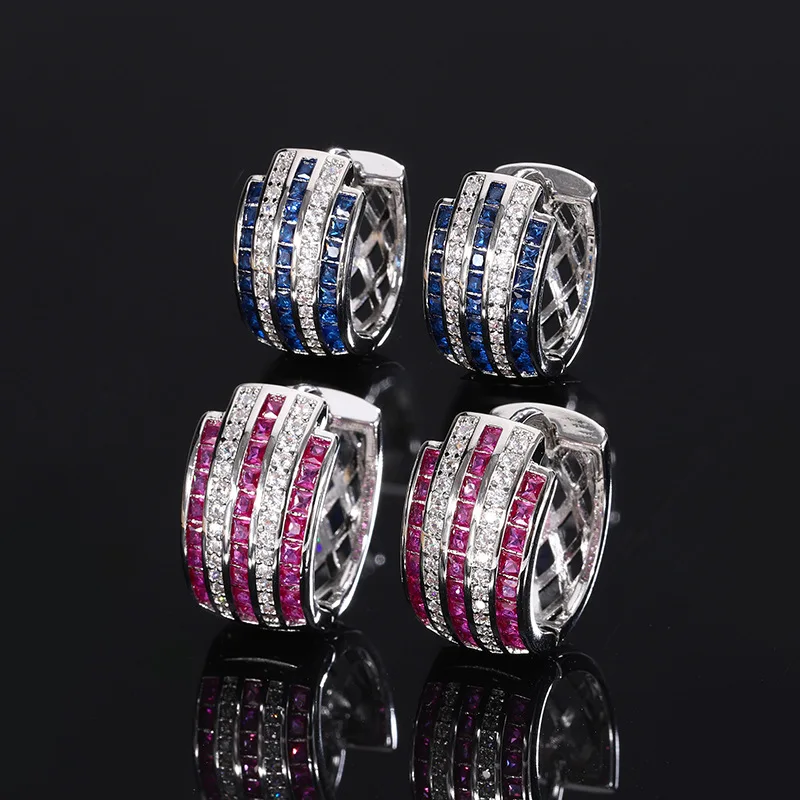 

New diamond-encrusted C-shaped fashionable blue earrings Party Birthday Jewelry Gift in 2025