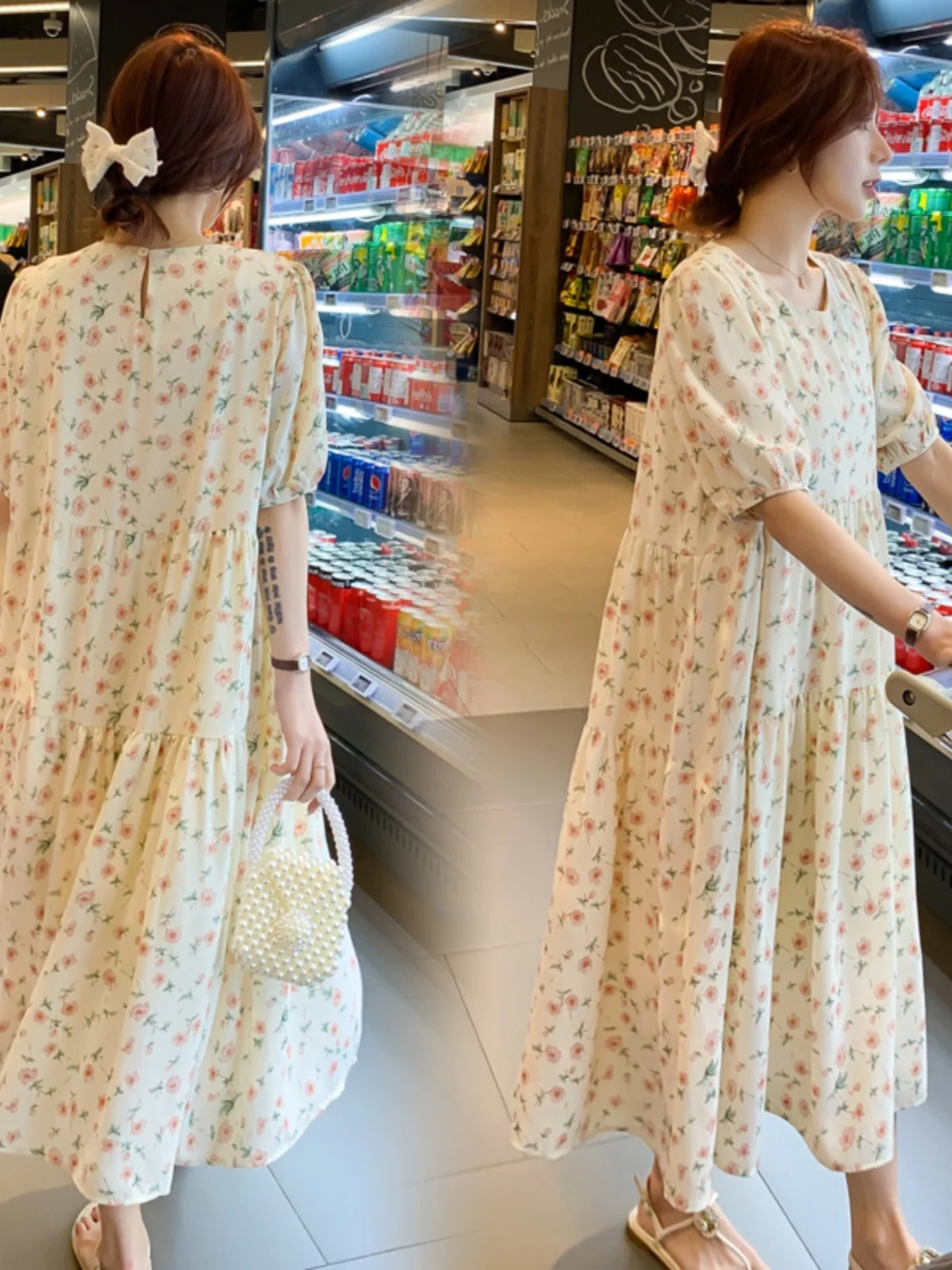 

Платье женское больших размеров, до колен, с коротким рукавом, повседневное, с цветочным кружевом в сказочном стиле, антивозрастное, свободного кроя, до 300 фунтов