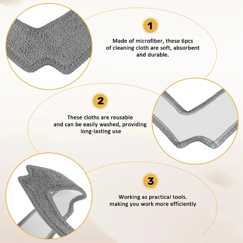 Paño de microfibra para Robot aspirador de ventanas V21S, trapos de limpieza gruesos reutilizables para lavar ventanas de vidrio.6/12/18 Uds.