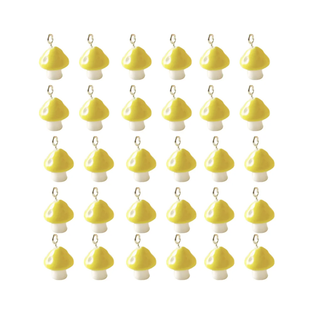 

30Pcs Simulation Mushroom Resin Pendants 12mm Yellow DIY Jewelry Making Charm Set for Necklace Earrings Bracelet Crafts